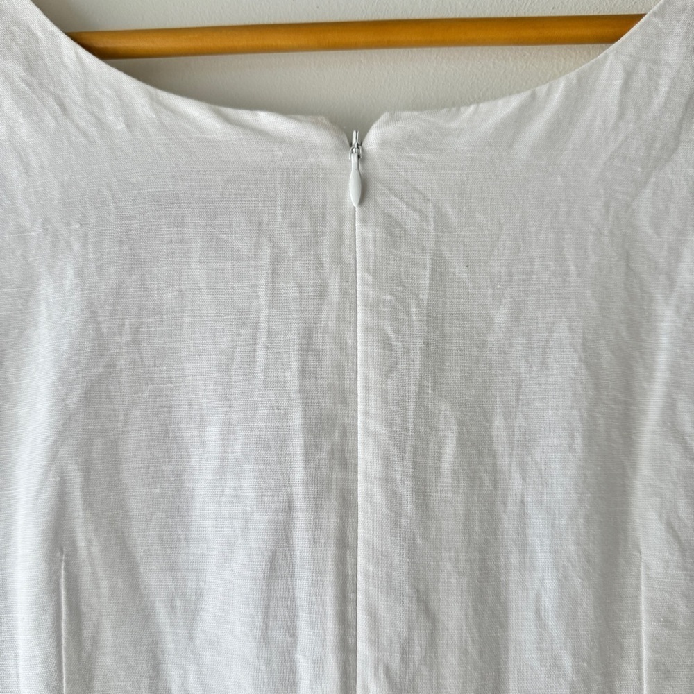 Loft - Linen Blend Embroidered Summer Dress in White & Blue - Picture 6 of 9